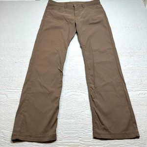 Prana Pants 34x32 Brown Slim Fit Nylon Stretch Hiking Outdoor Straight Leg